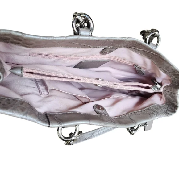 Coach Silver Croc-Embossed Tote Bag, vintage, y2k - Picture 6 of 8